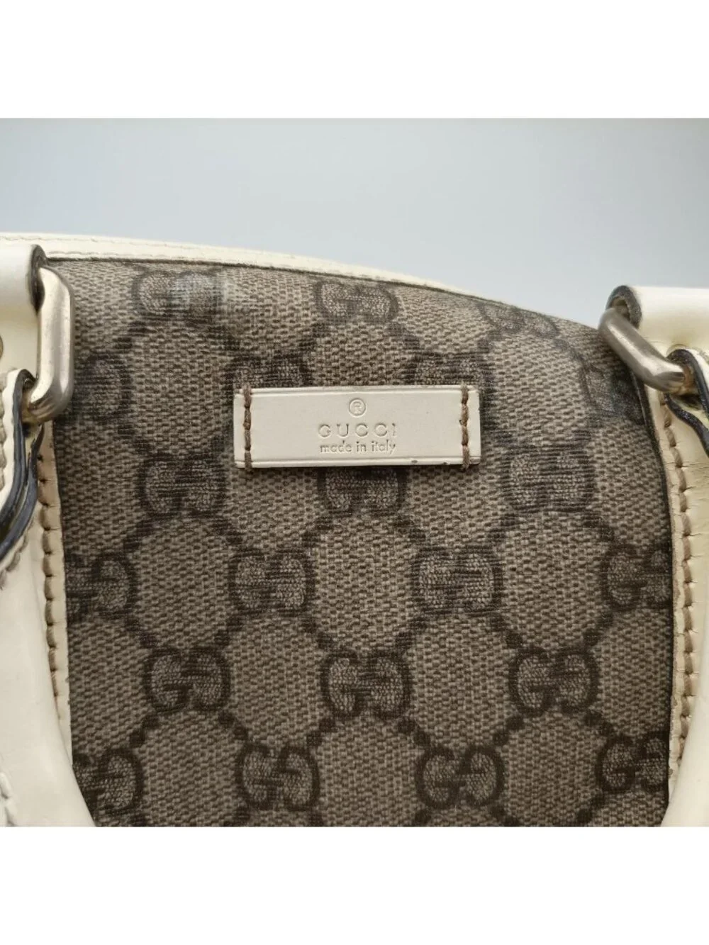 Gucci GG Plus Joy Supreme Beige White Leather Handbag